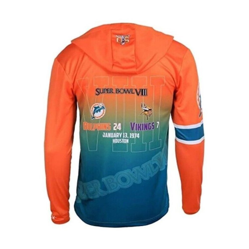 NFL Miami Dolphins Super Bowl VIII Champions Hood Long Sleeve Tee Mens Medium - Picture 4 of 8